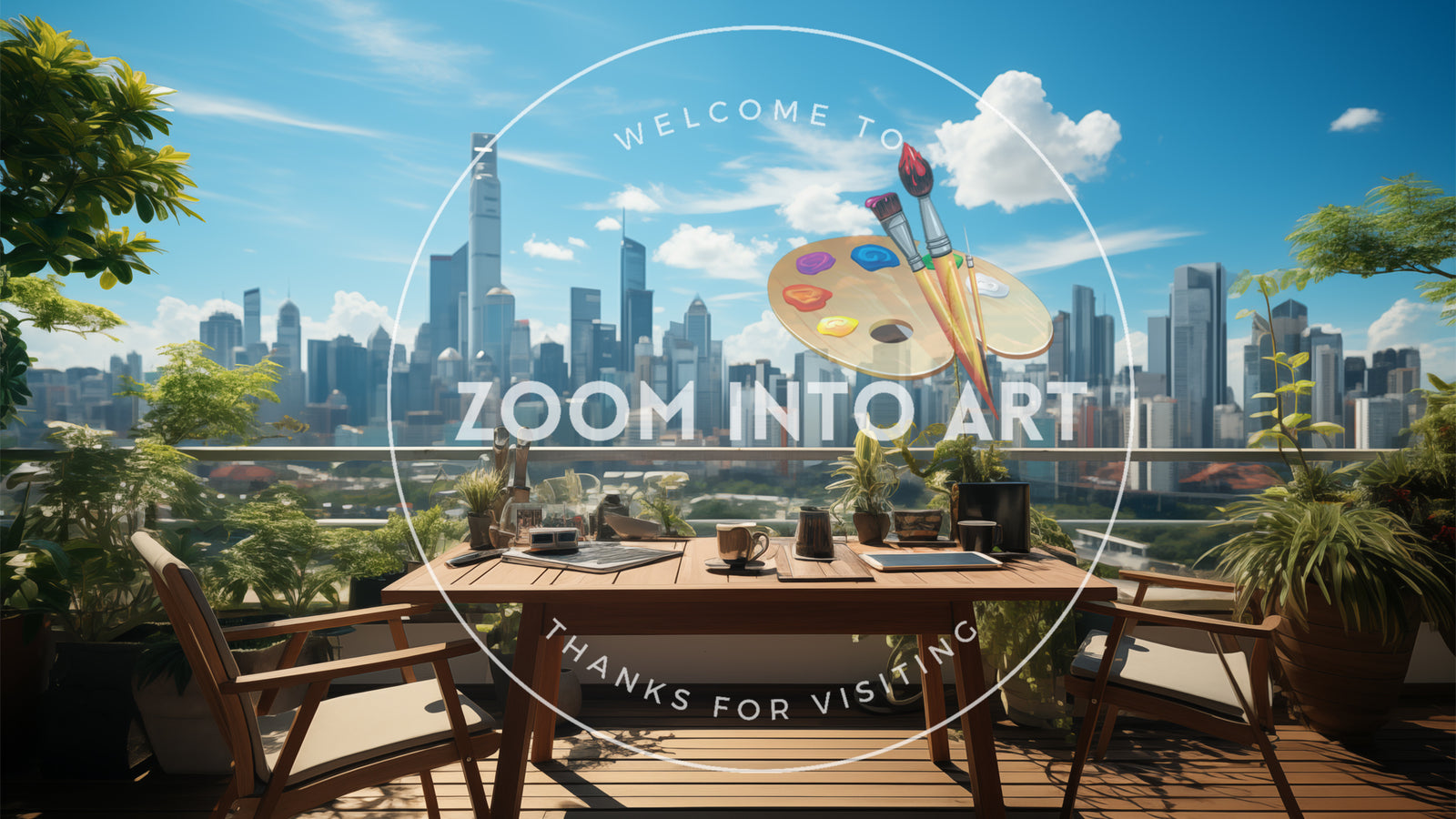 Sunny Singapore Skyline with Outdoor Office