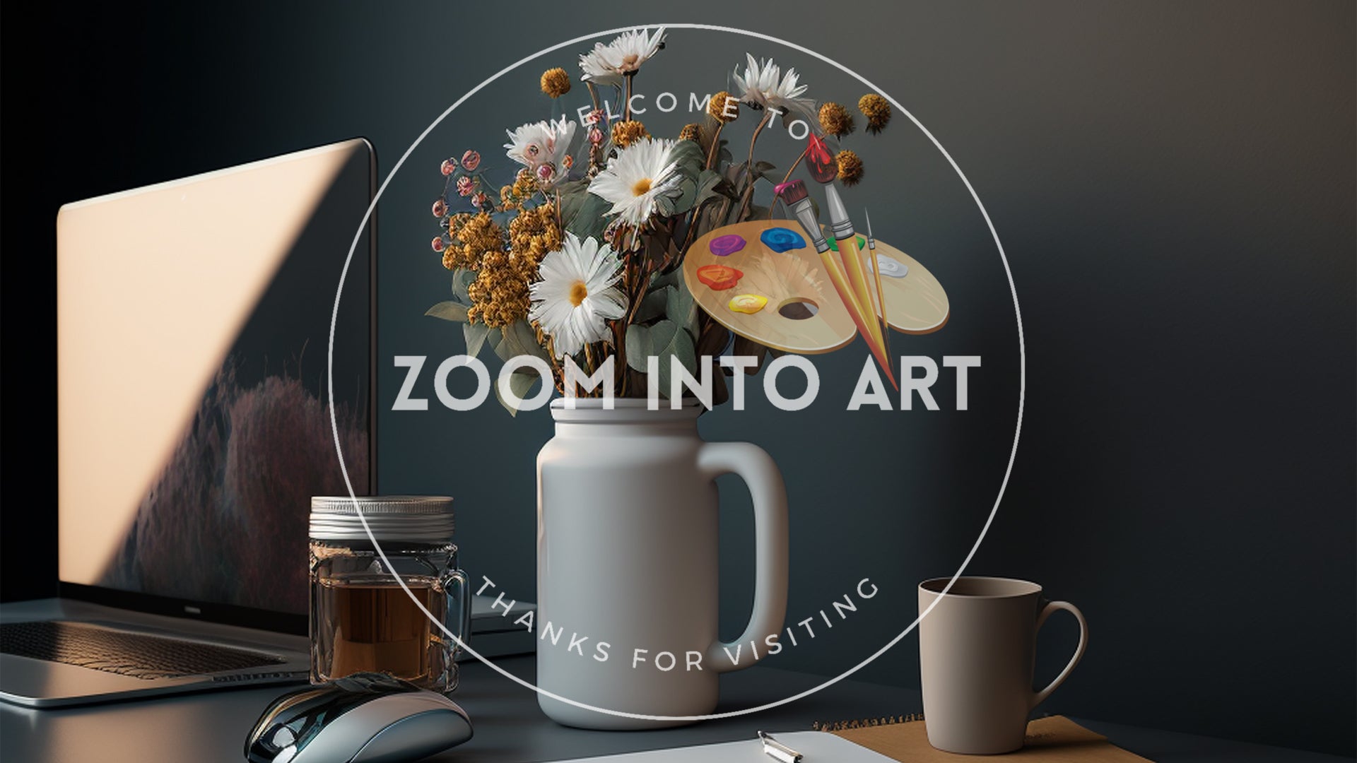 Minimalist Desk with Flowers and Coffee