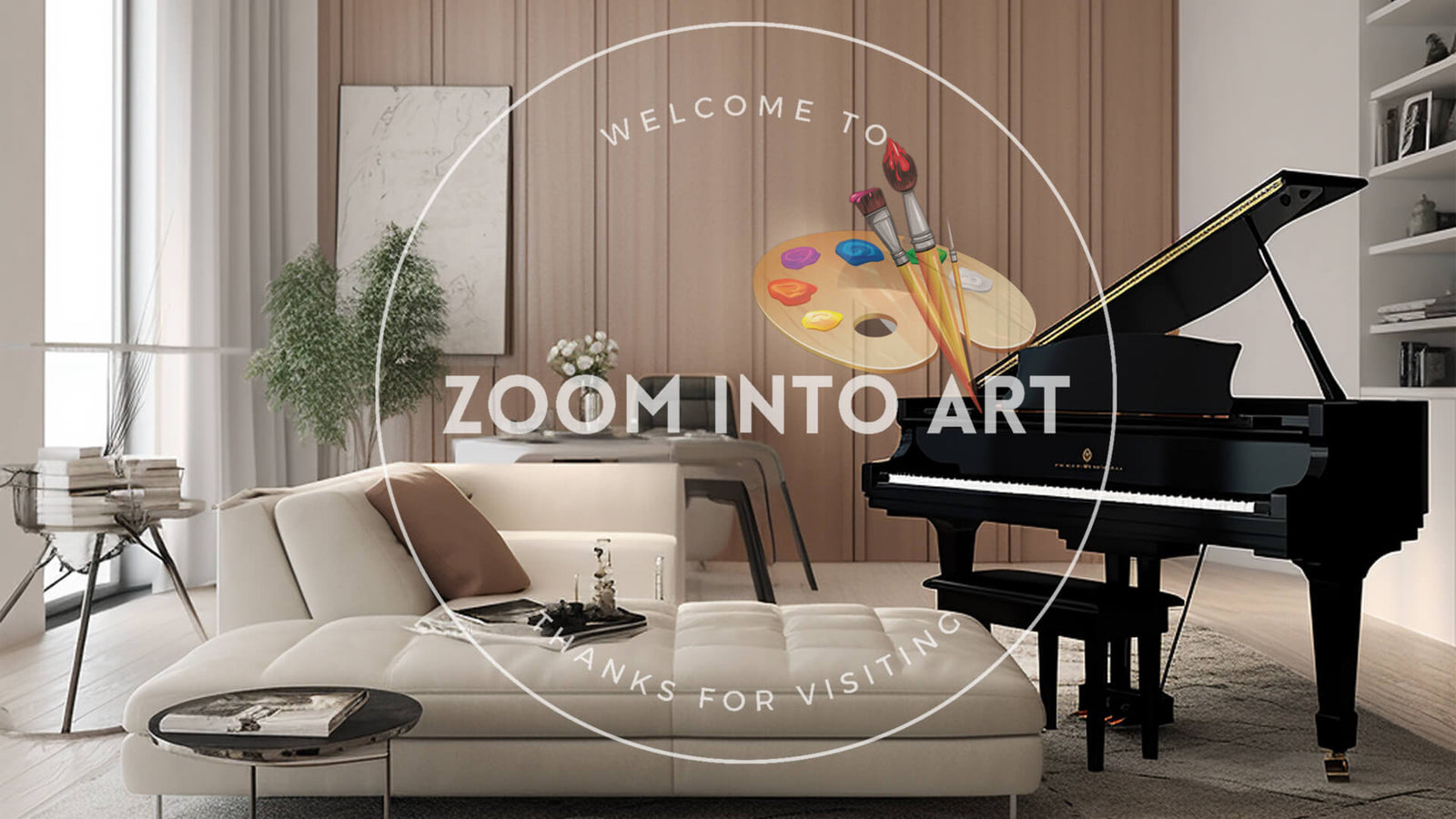 Black Piano in Modern Living Room