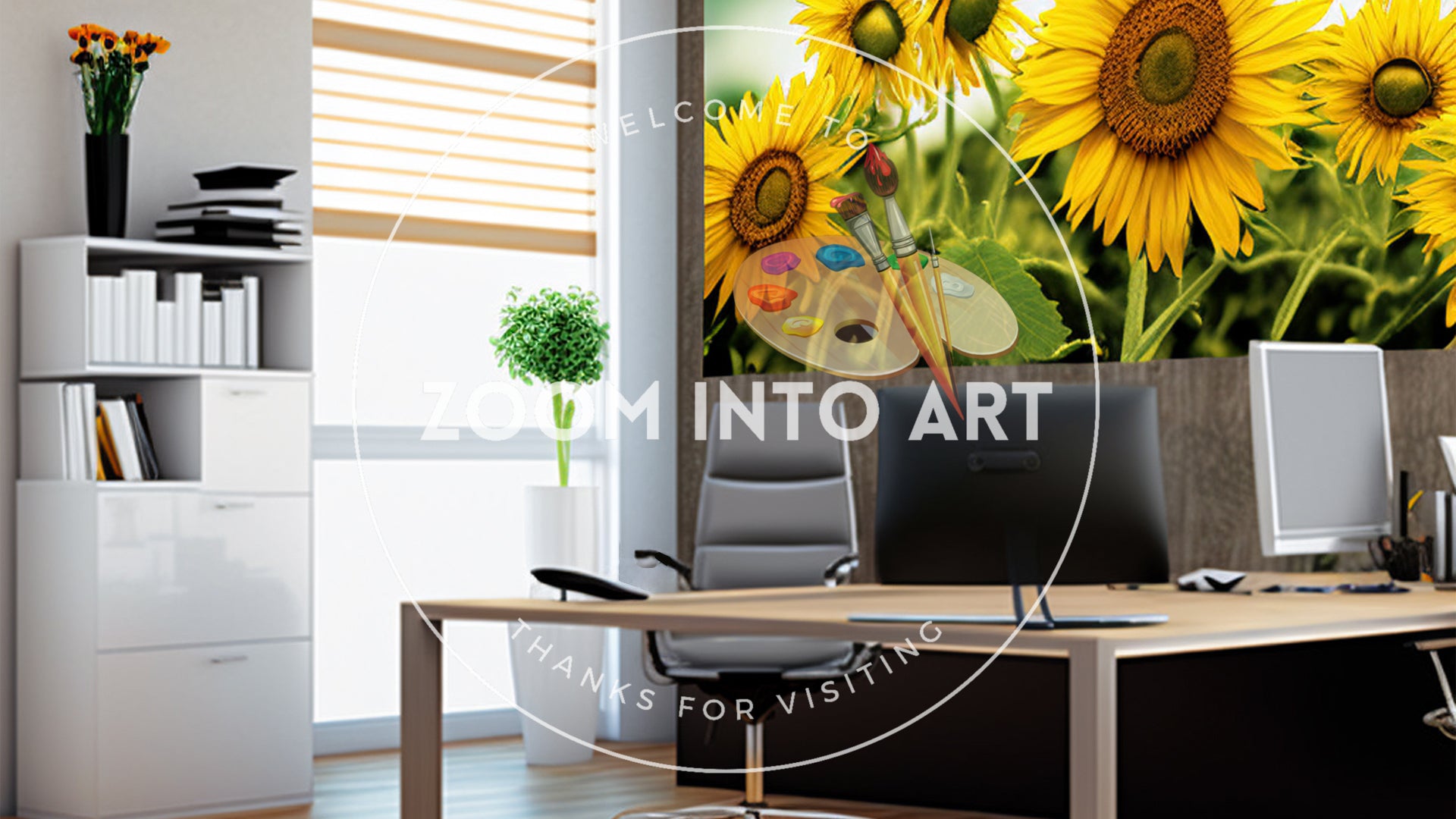 Sunflower Wall Art Office Room