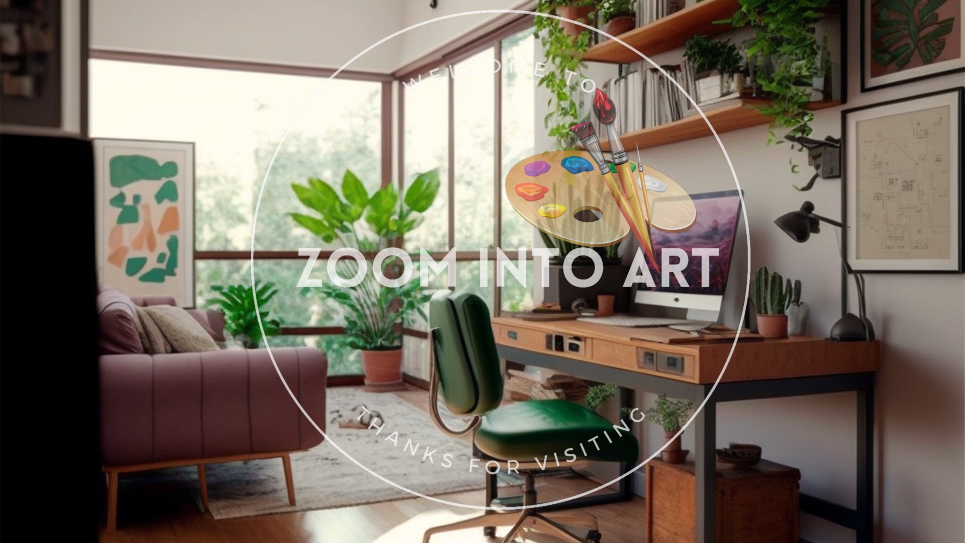 Living Room with Flooring and Office Desk