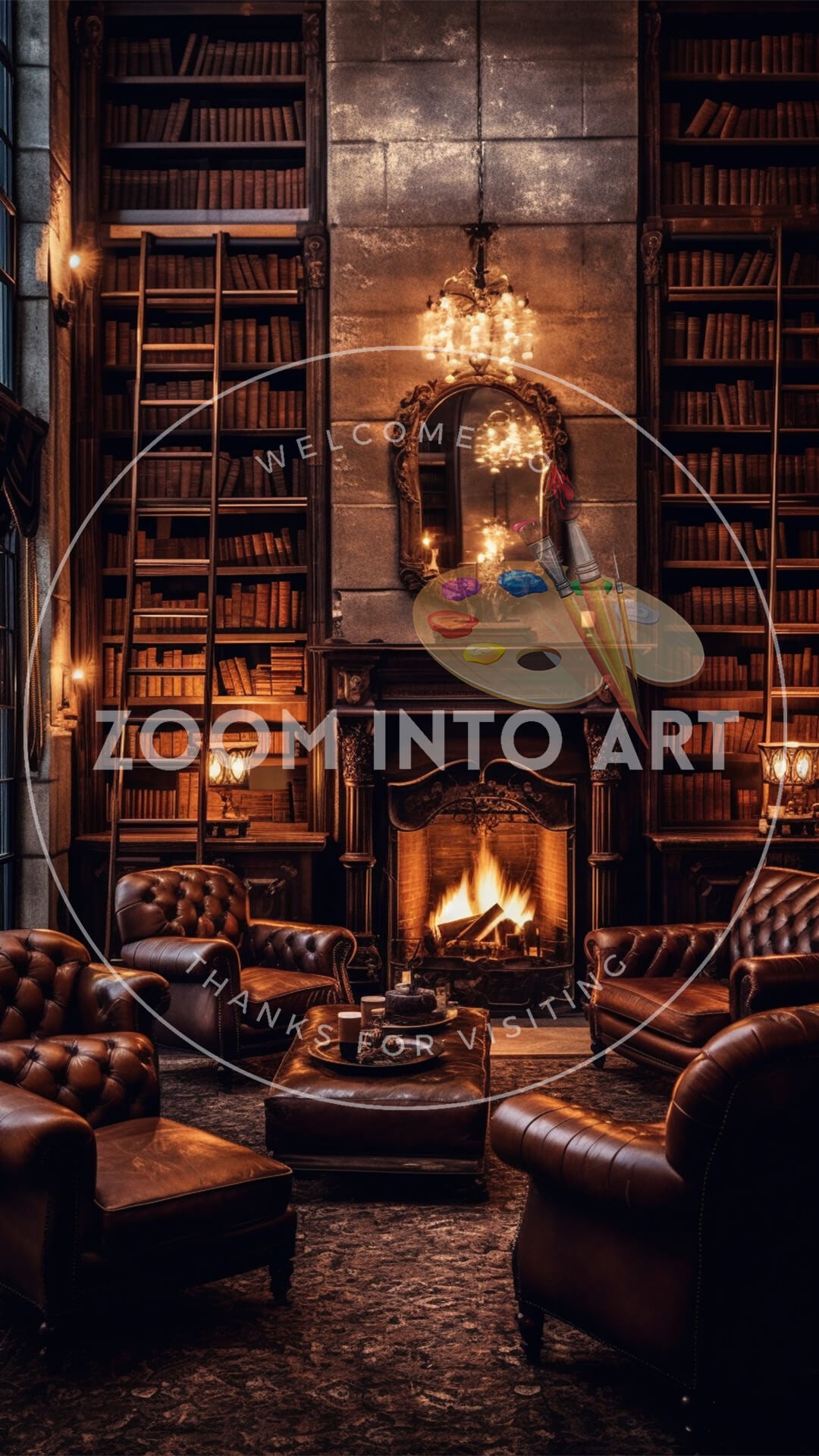 Vintage Victorian Style Living Room with Fireplace