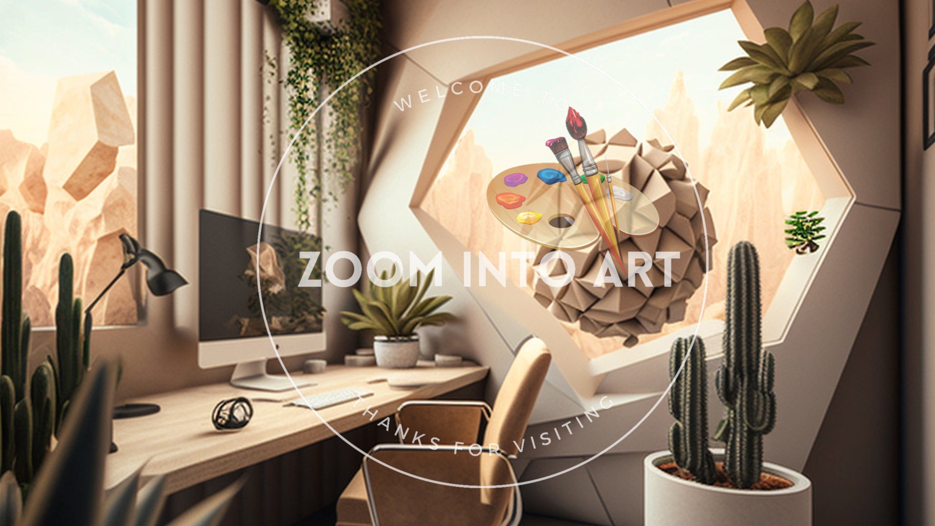 Sand Stone Style Office Space Cactus