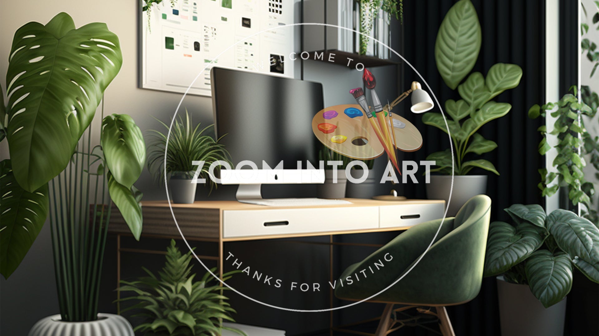 Stylish Office with Foliage of Plants