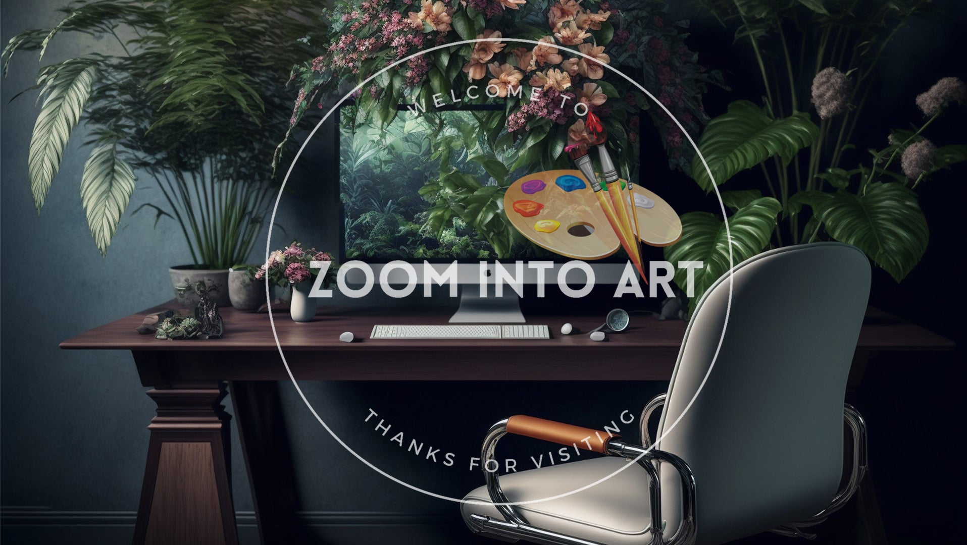 Surreal Home Office, Leather Wooden Chair and Elegant Table