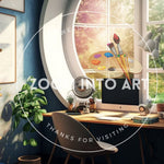 Summery Office with view of Garden in Bloom