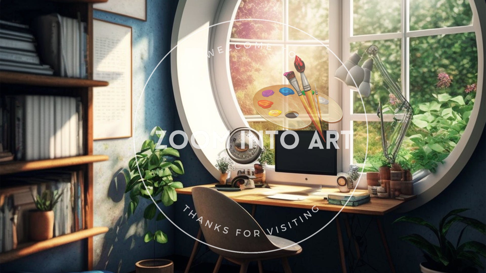 Summery Office with view of Garden in Bloom