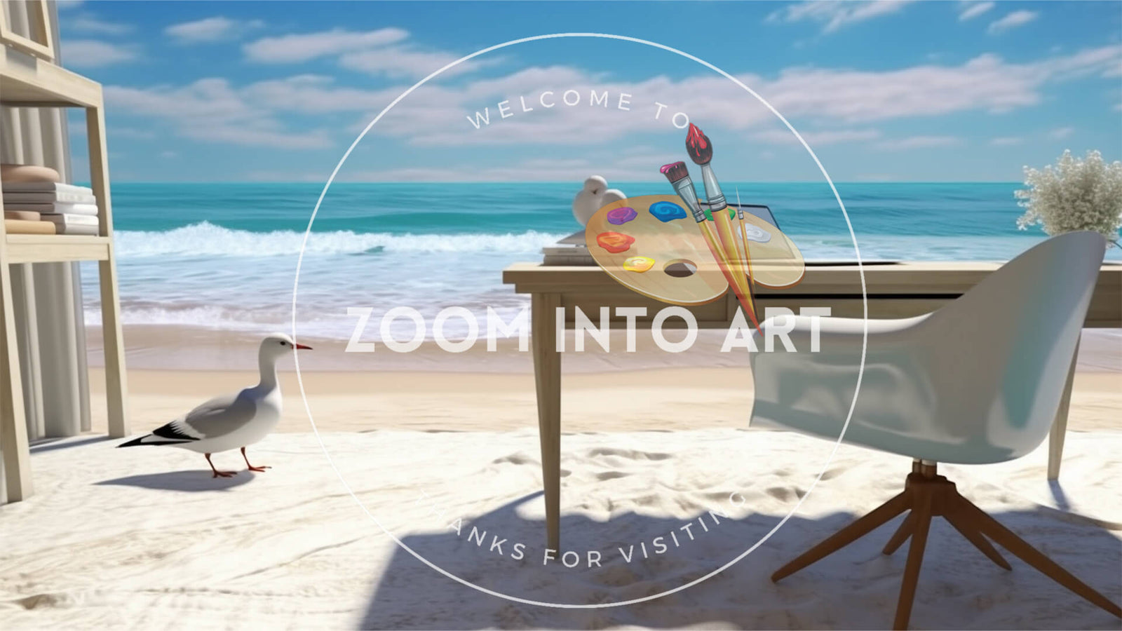 Ocean Waves and Outdoor Office on Beach