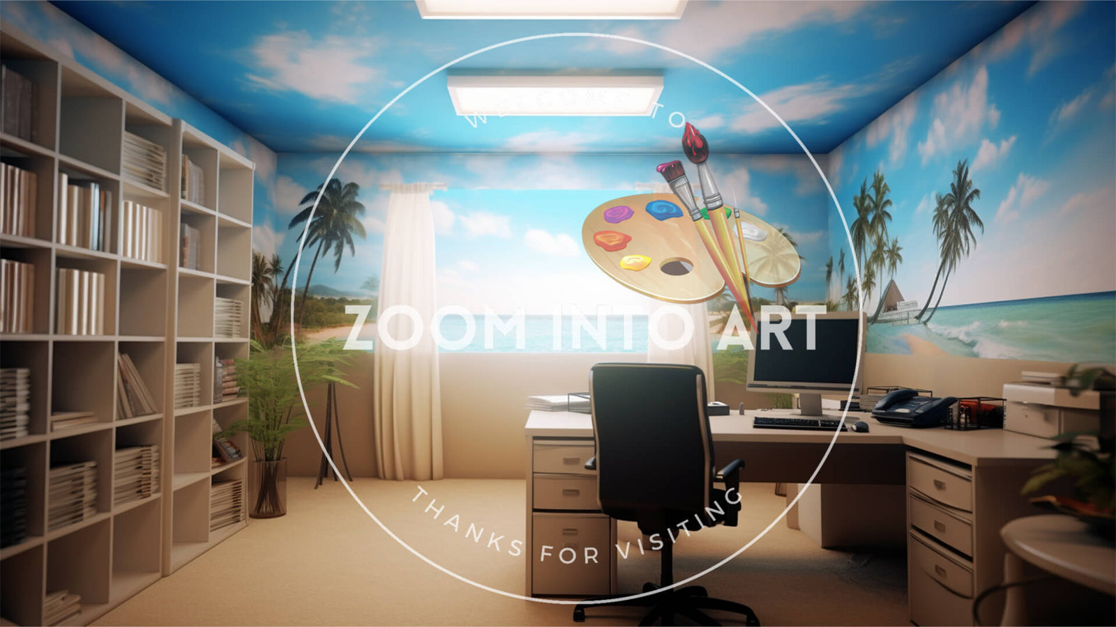 Hyperreal Beach Themed Office