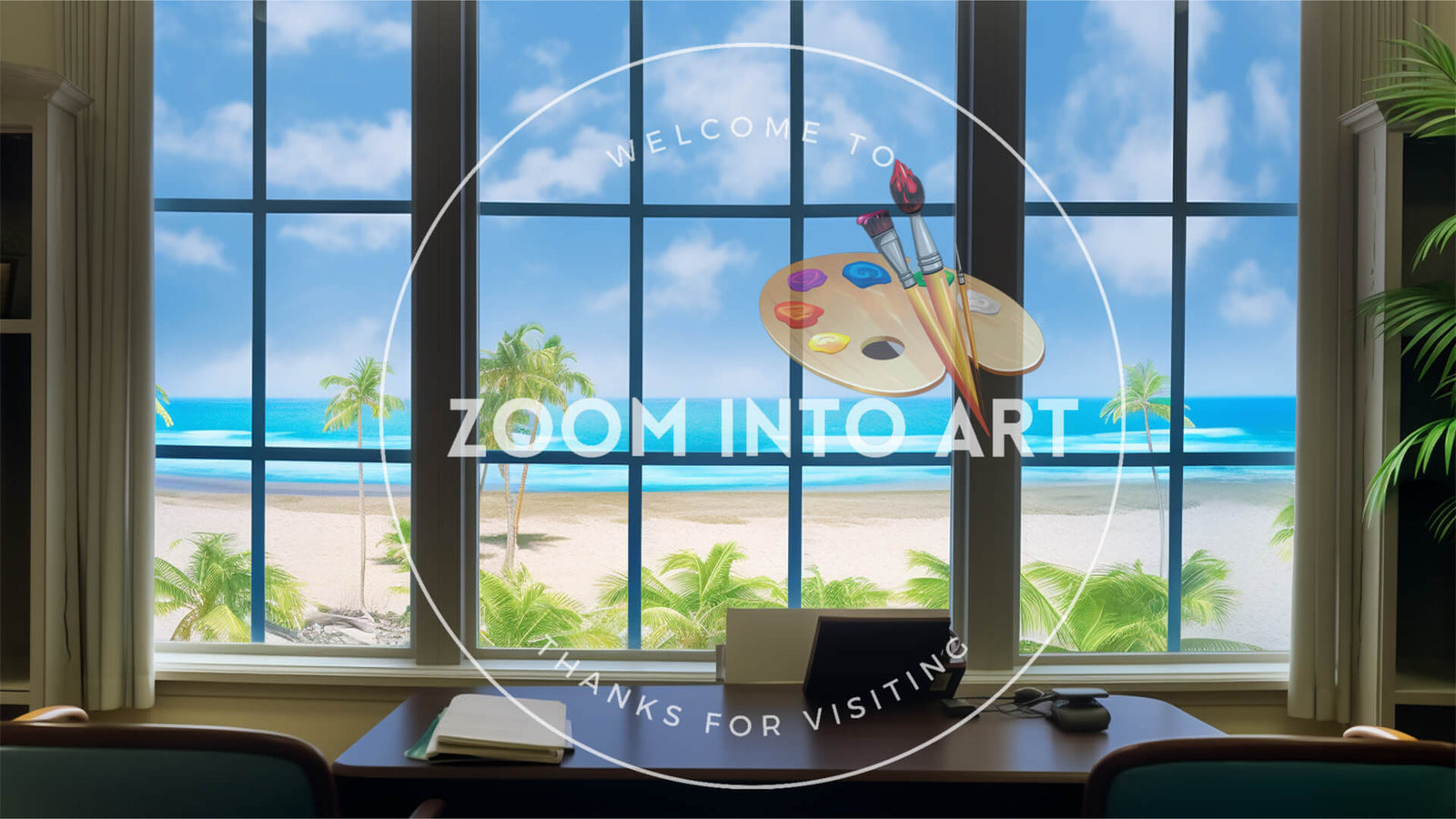 Relaxing Window View of Beach from the Office