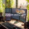 Office styled in a Panoramic Window with Vertical Garden