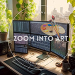 Office styled in a Panoramic Window with Vertical Garden