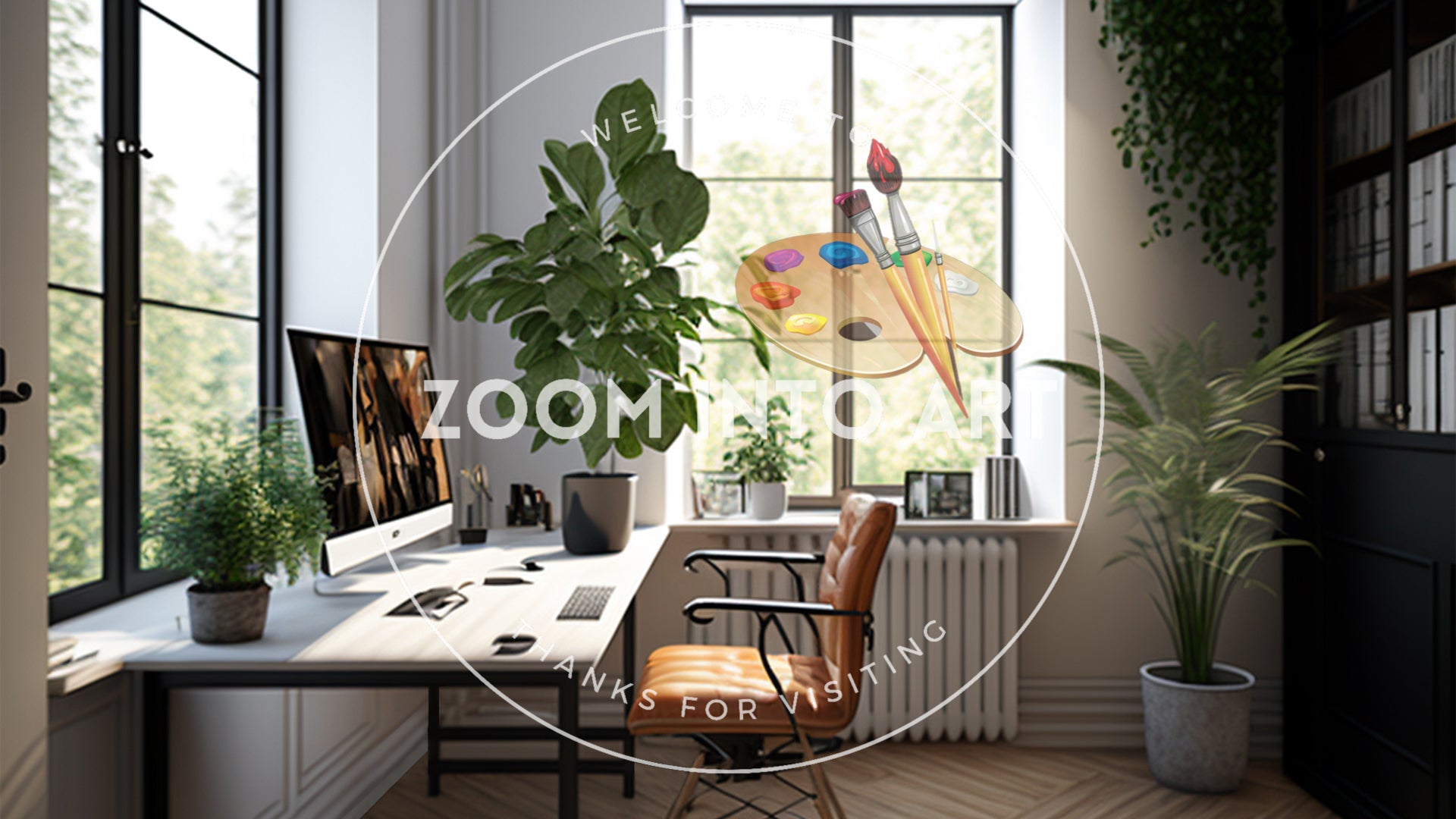 Office Room Nordic Style Plants and Table