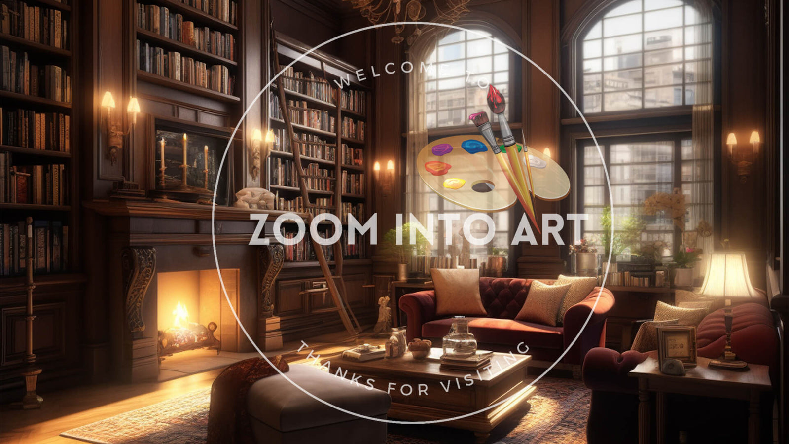 Living Room with Books and in a Vintage English Decor Style