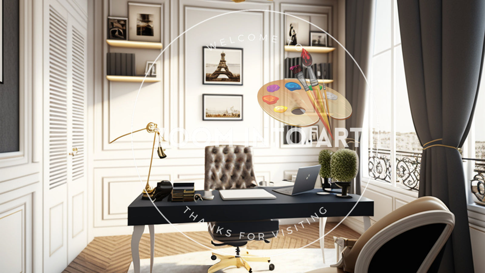 White Theme Office set in Paris