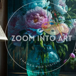 Turquoise Blue Glass Vase with a Bouquet