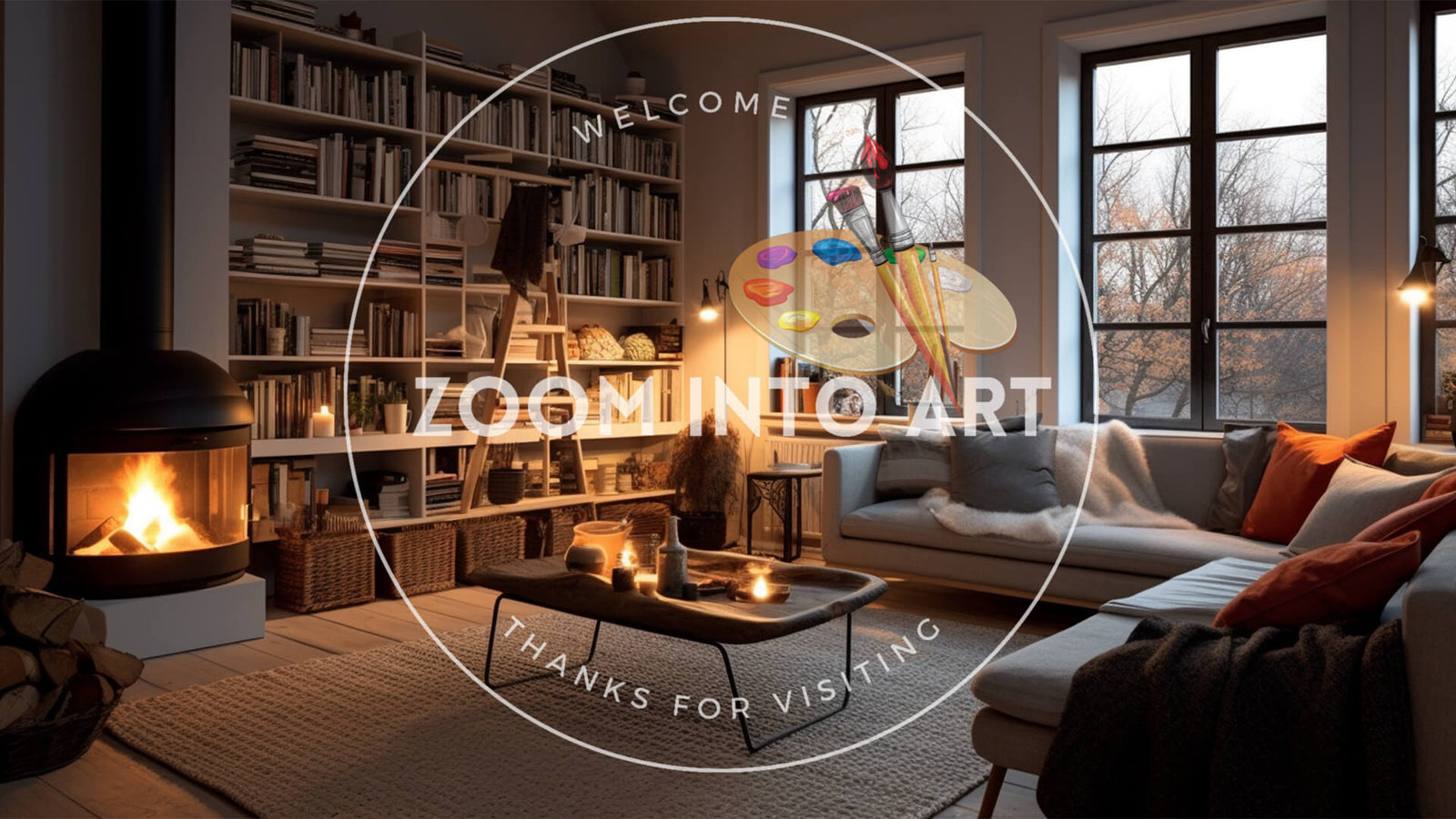 Danish Vibes Cozy Living Room with Fireplace