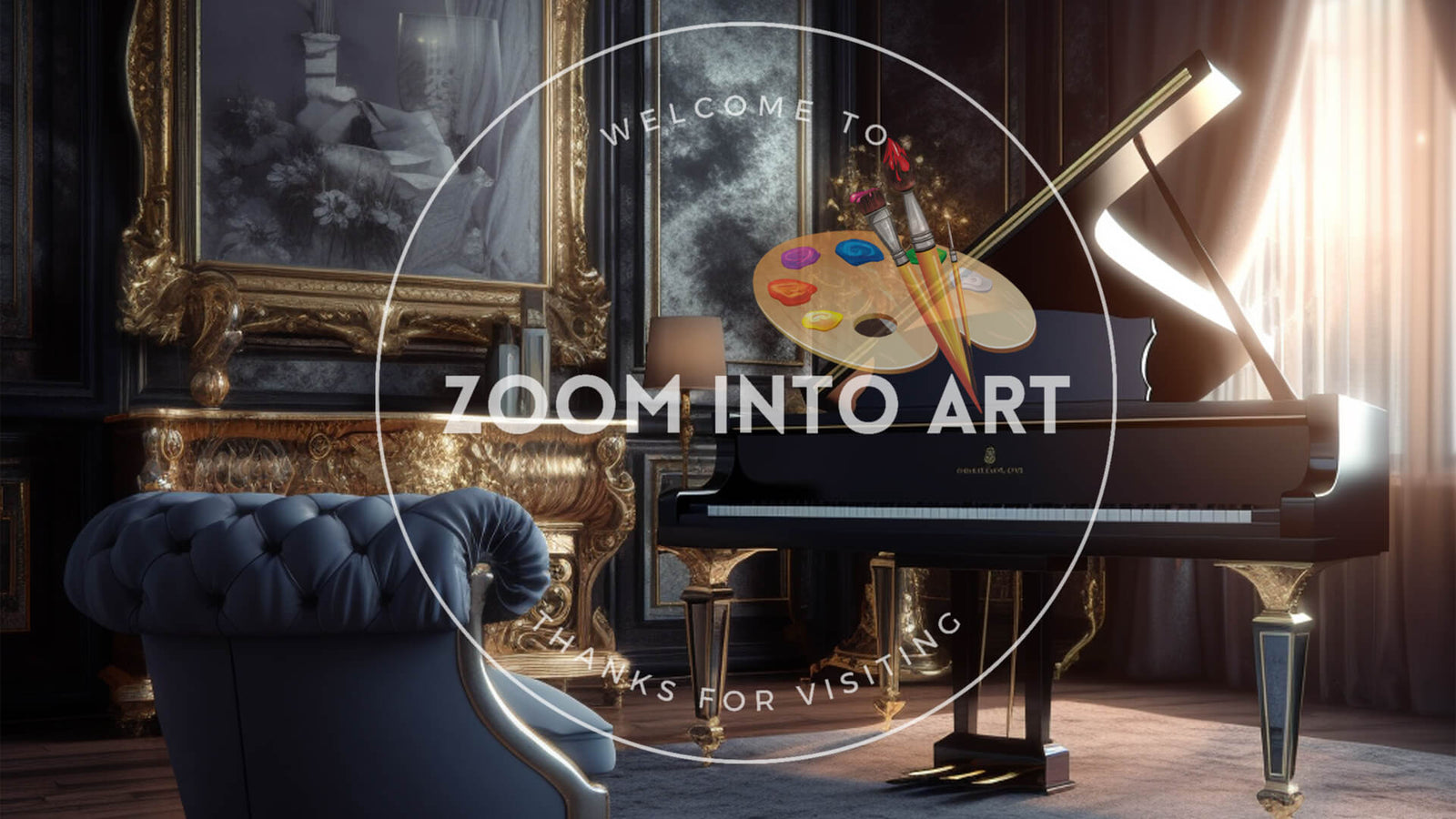 Fancy Living Room with Piano