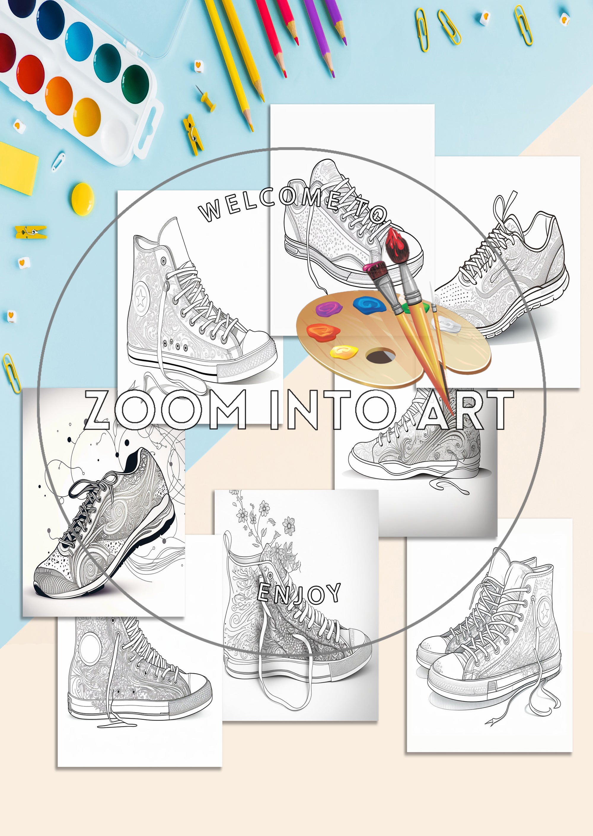 Coloring Pages: Trendy Sneakers for Kids & Adults 👟 🎨