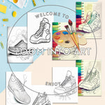 Eight Cool Sneakers Coloring Pages – Art for Shoe Lovers