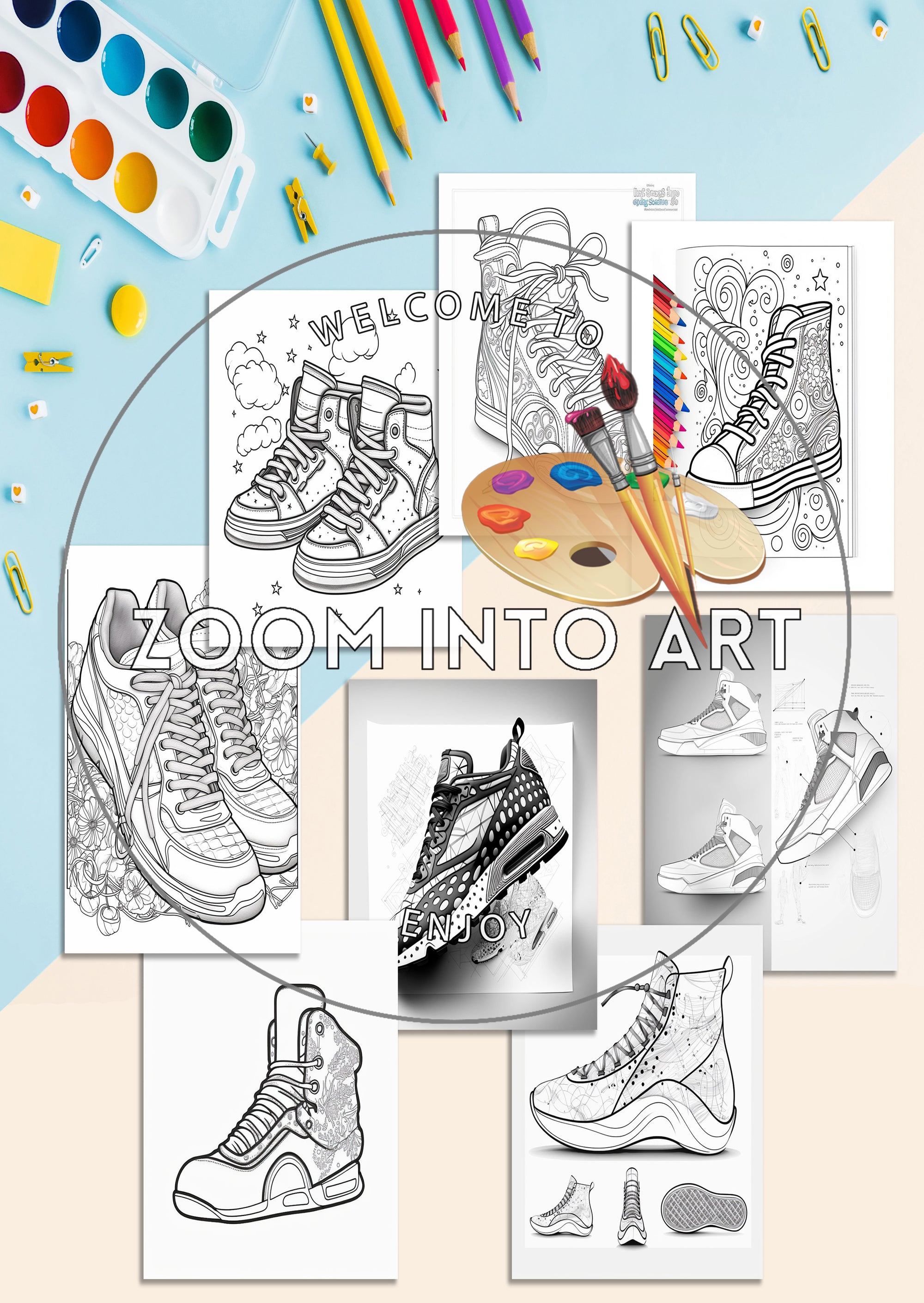 High-Top Sneakers Coloring Page – Perfect for Sneakerheads