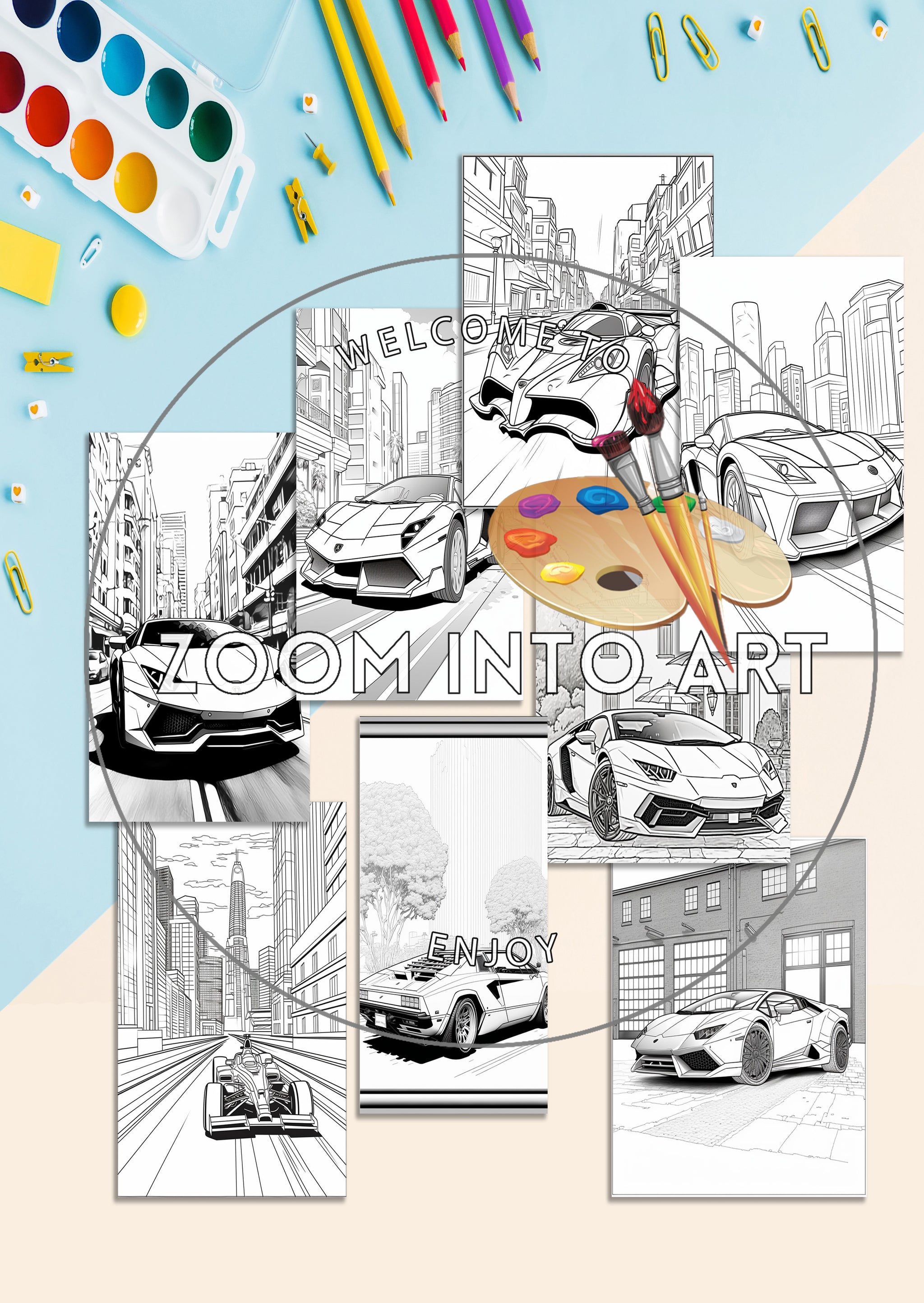 Printable Lamborghini Supercar Coloring Sheets