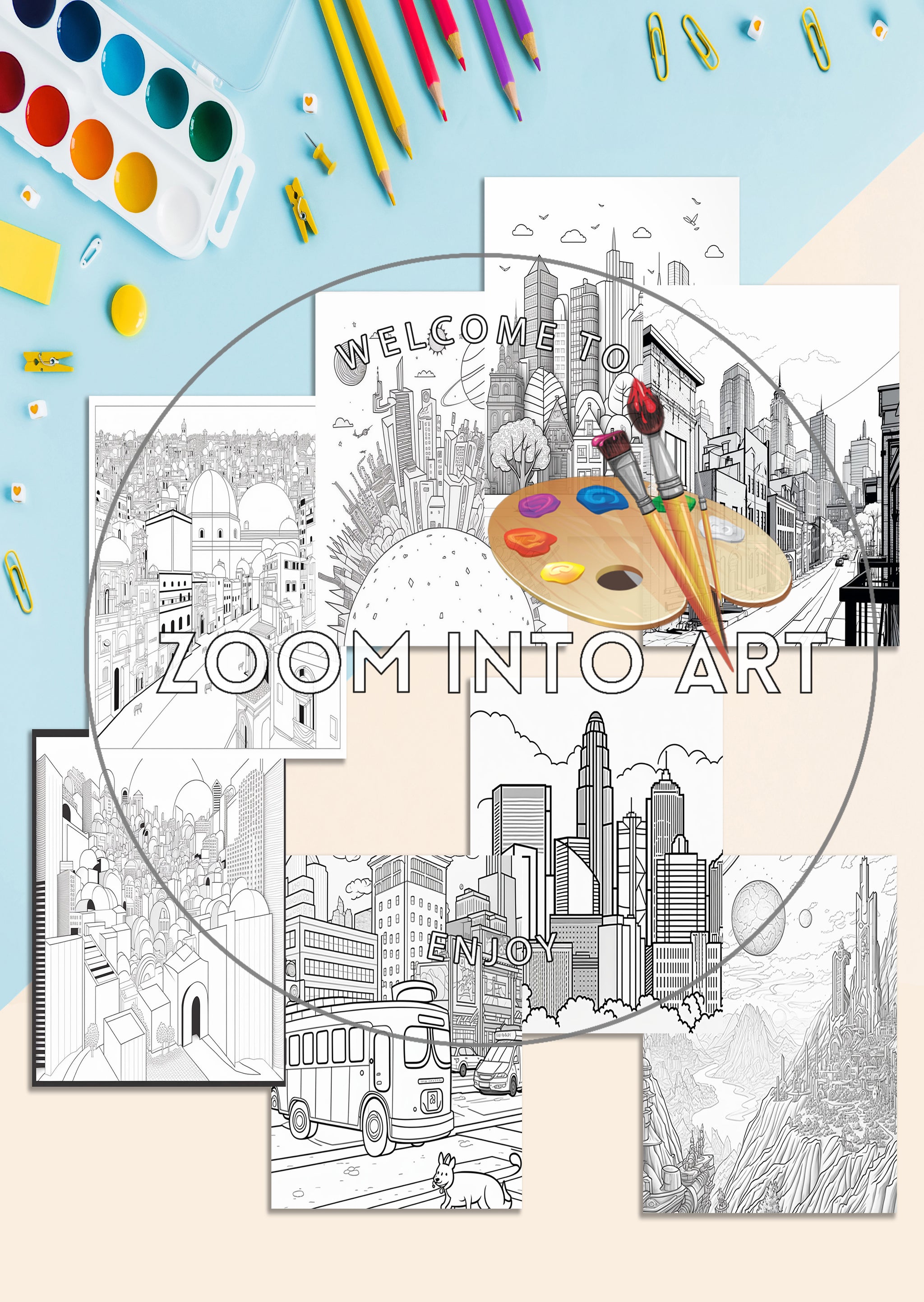 Explore Architecture – 8 Printable Building Coloring Pages