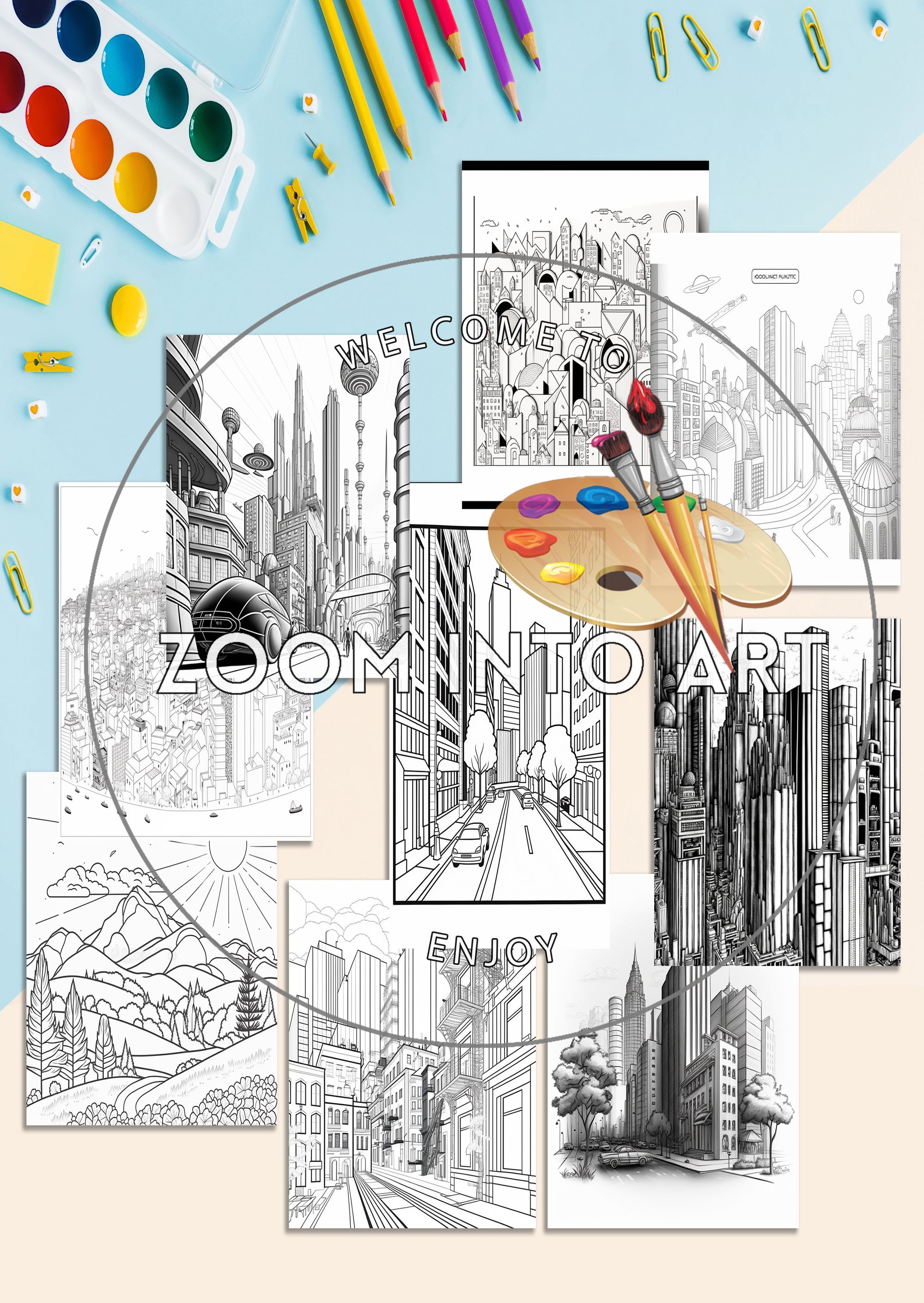 Buildings & Skylines – Art-Inspired Coloring Pages