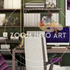Jazzy Styled Office with Purple and Green Hints