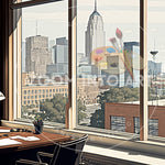 Office Window with City Background