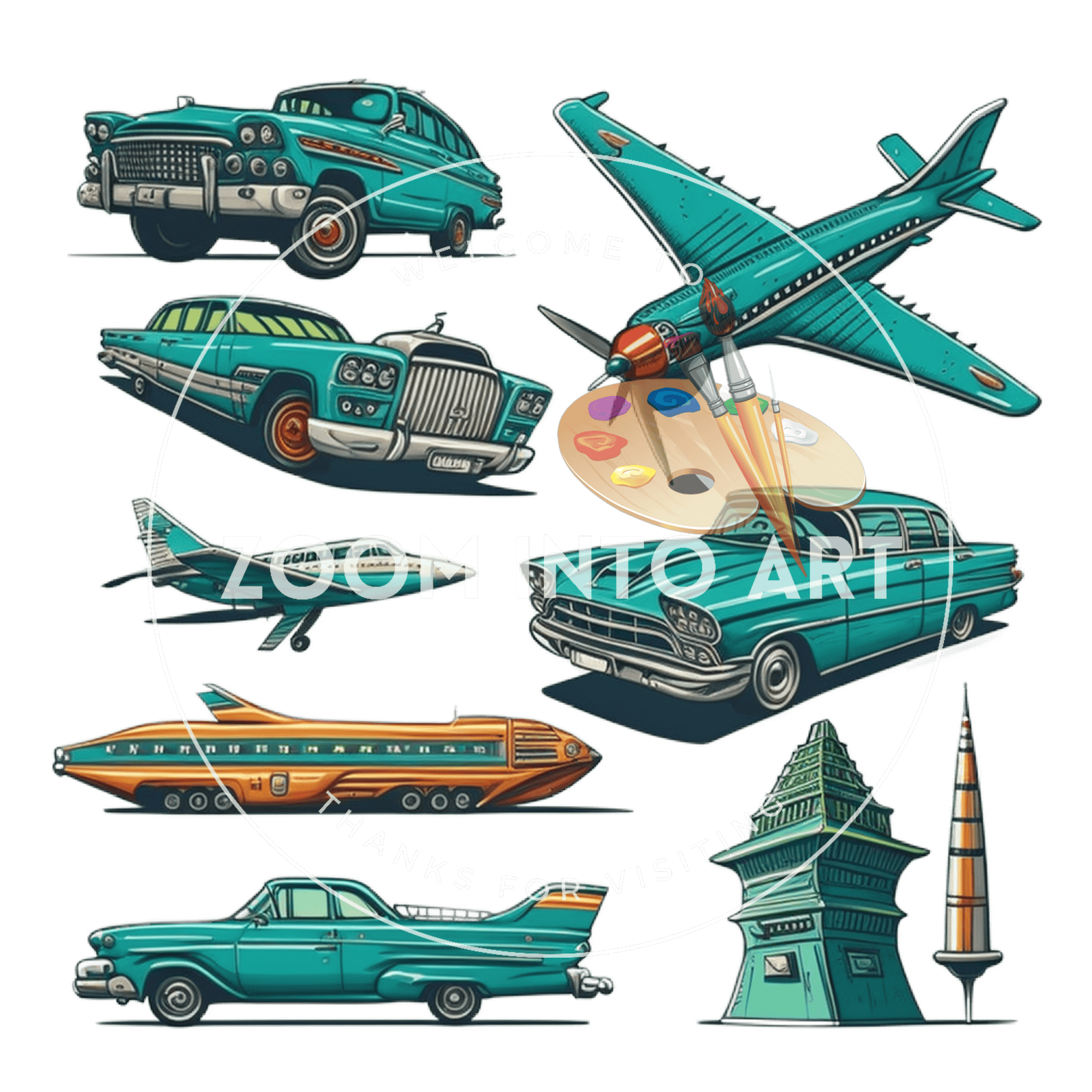 Transport PNG Bundle – 299 Cars, Planes, Bikes & More
