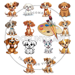 Puppy Love – 14 Cartoon Dog PNGs for Stickers, T-Shirts & DIY Projects