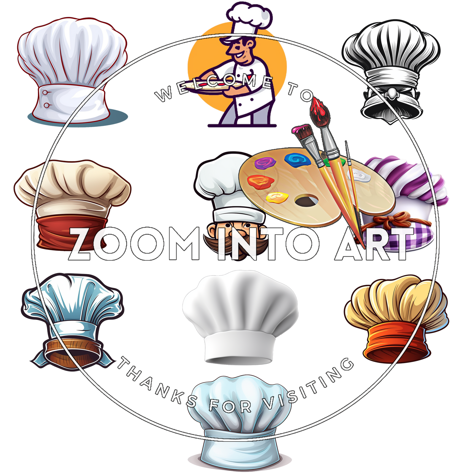 10 Chef Hats Illustration PNG | Transparent Clip Art for Foodie & Restaurant Designs