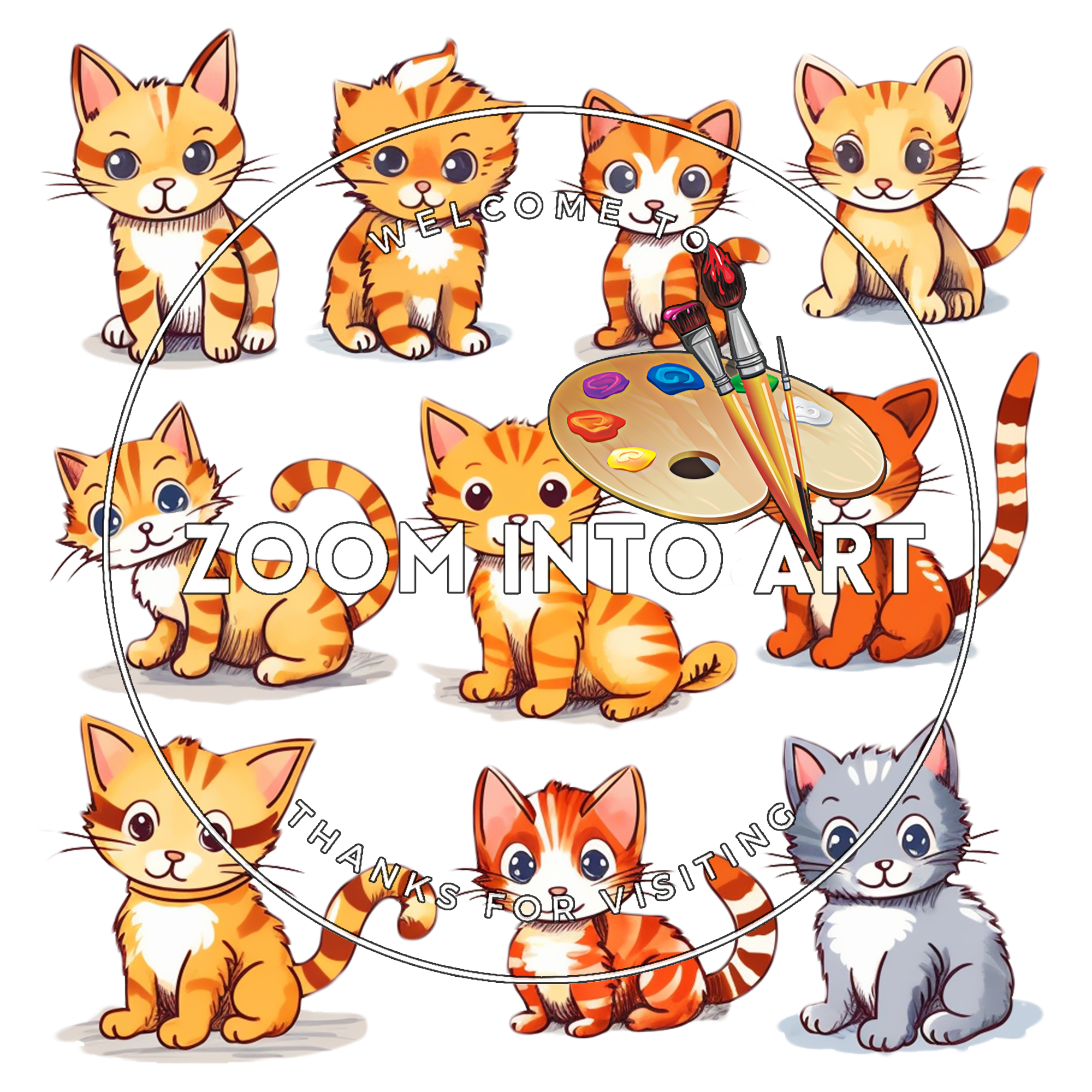 Feline Friends PNG Set – 13 Digital Cats for Crafts & More
