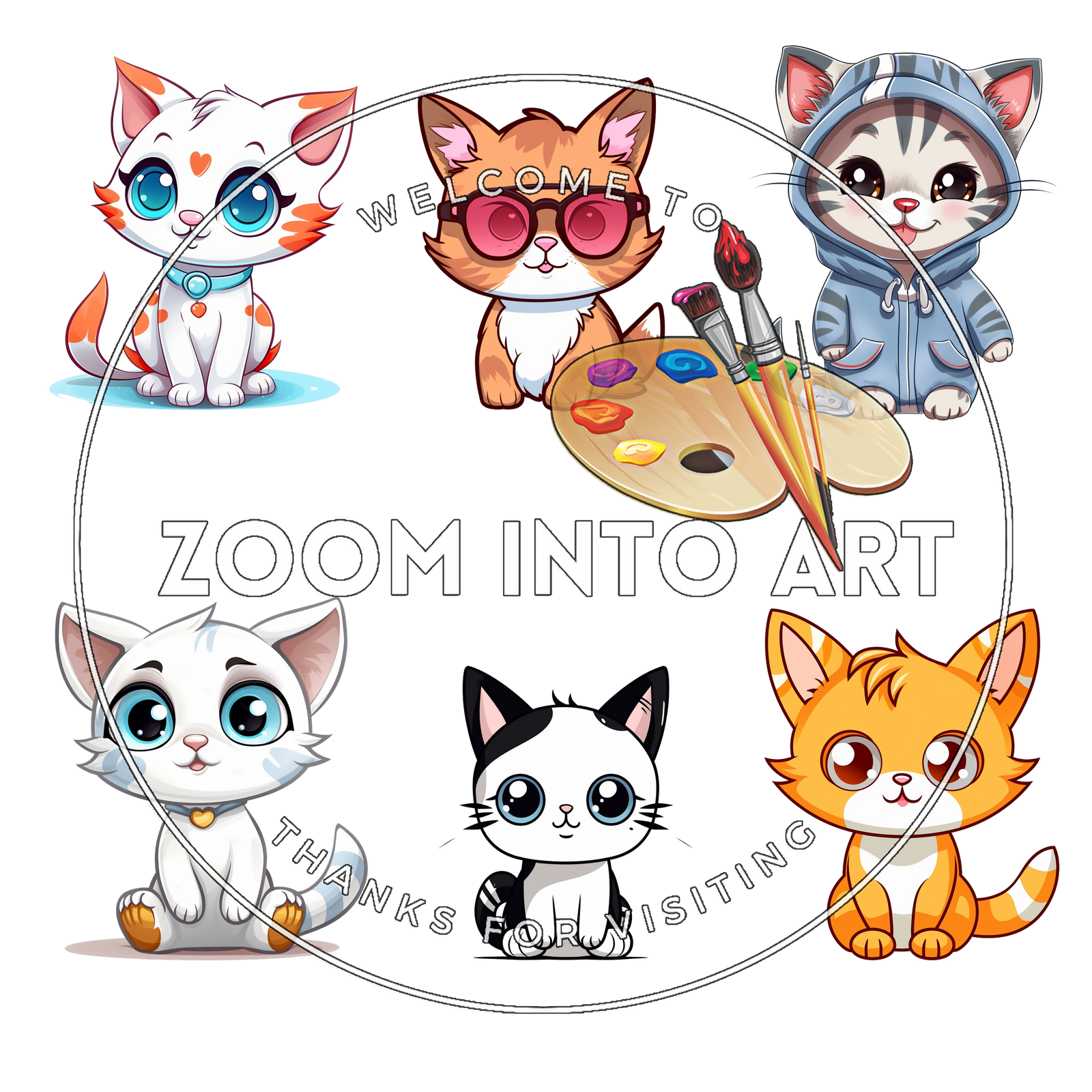 Whiskers & Tails – 6 Cat Clipart PNGs for Creators