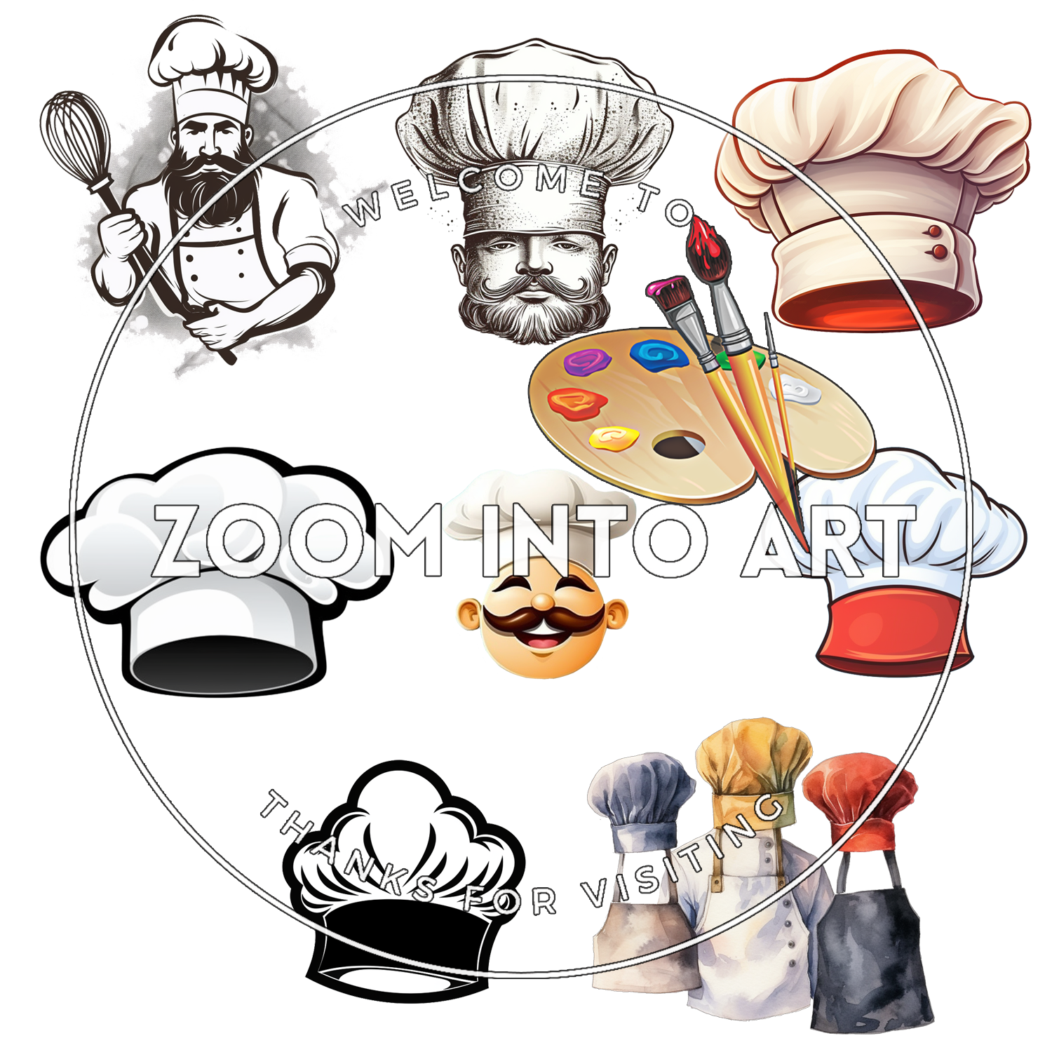 8 Professional Chef Hat PNG Pack | Digital Clip Art for Branding & Marketing