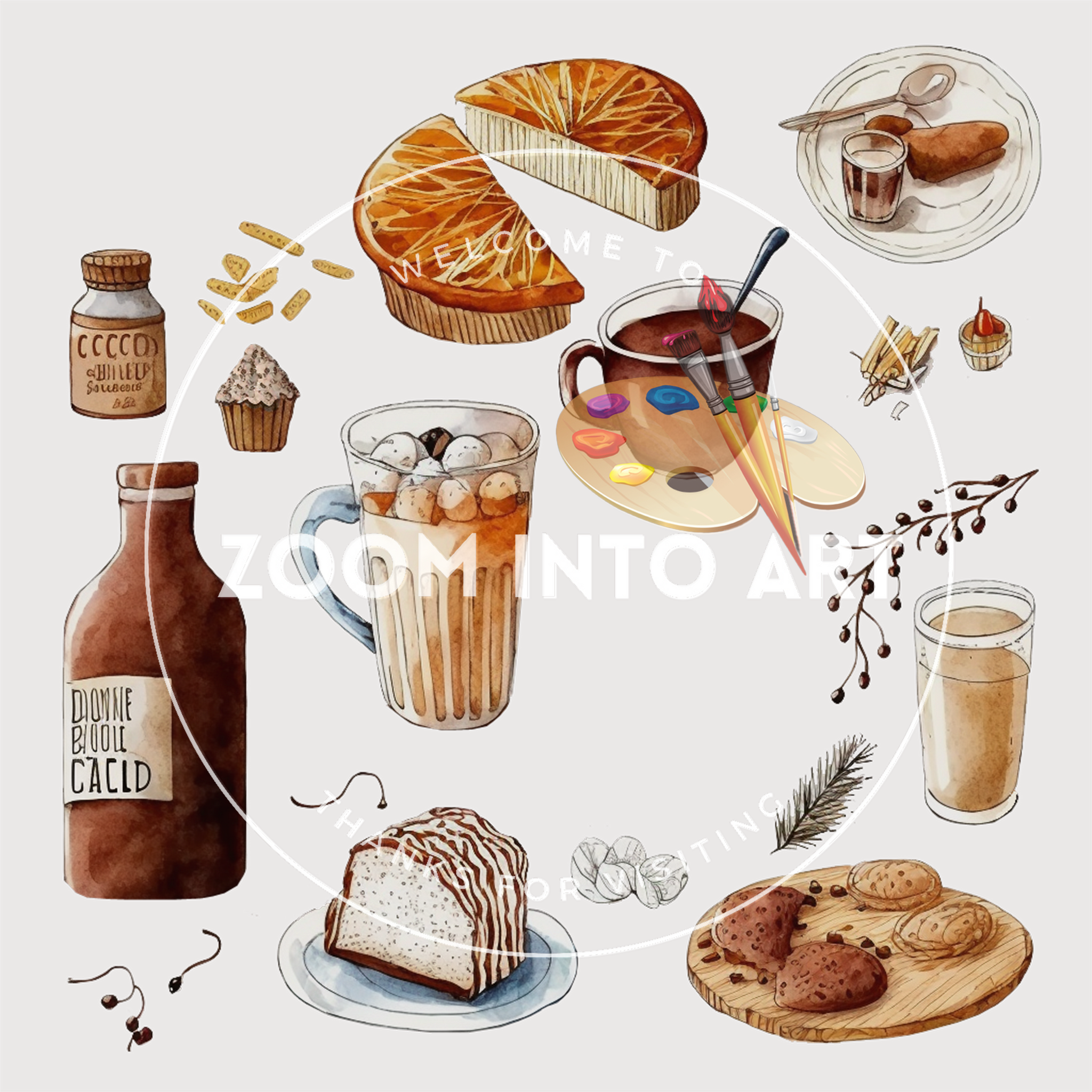 Rustic Farmhouse Food Clipart - 58 PNGs of Pantry Items, Pizza, Drinks, Bread, Cakes – Digital and Printable Art