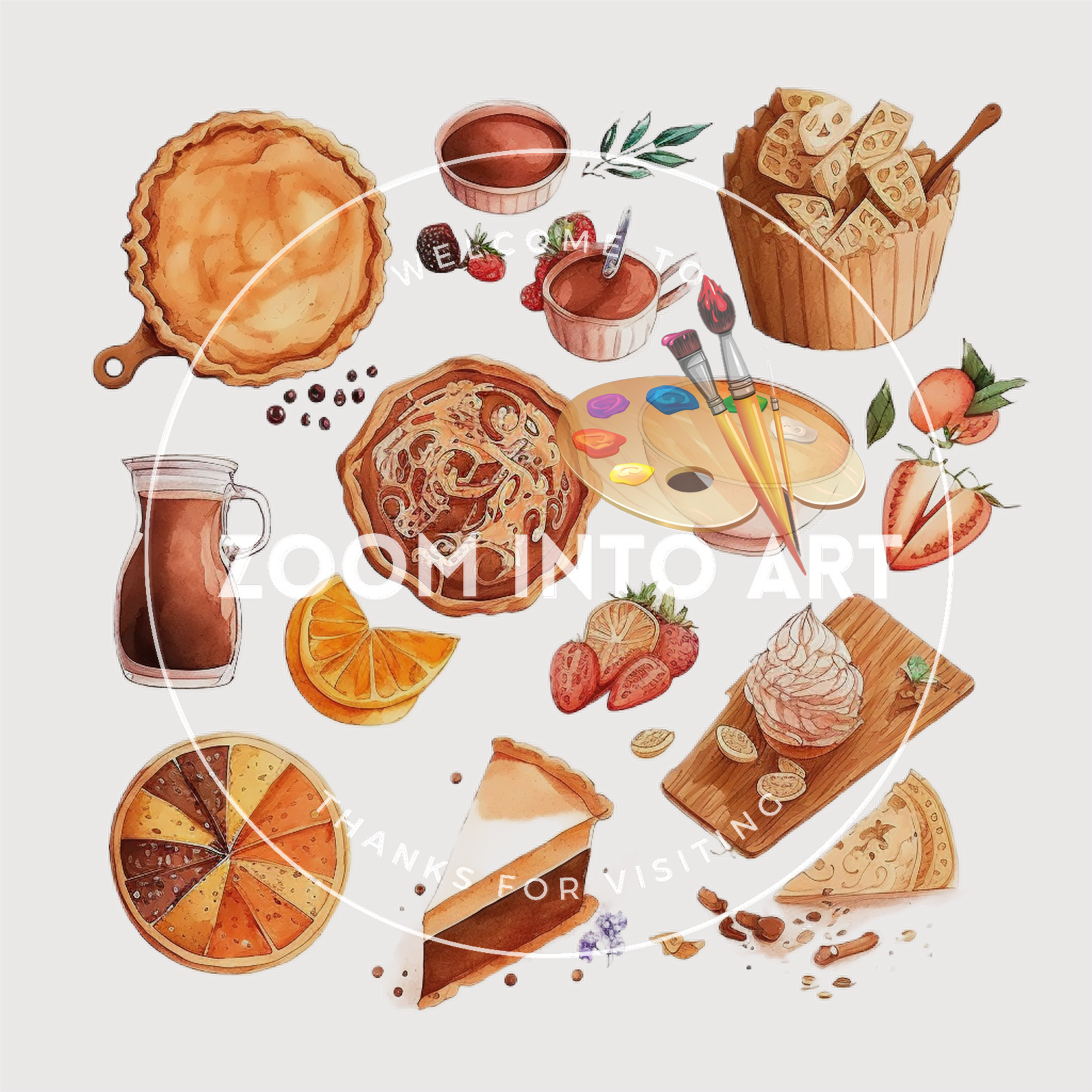 Rustic Farmhouse Food Clipart - 58 PNGs of Pantry Items, Pizza, Drinks, Bread, Cakes – Digital and Printable Art