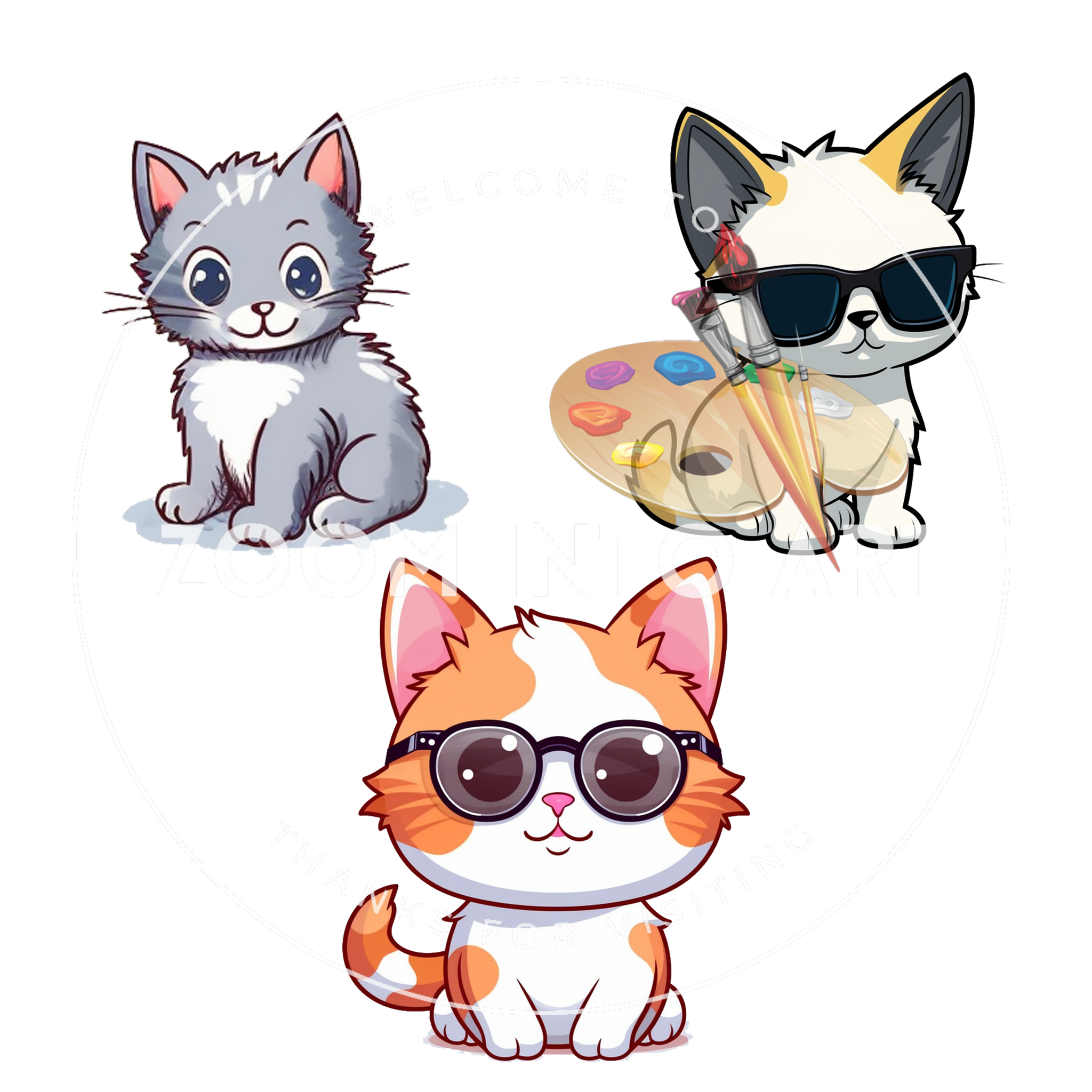 Feline Friends PNG Set – 13 Digital Cats for Crafts & More