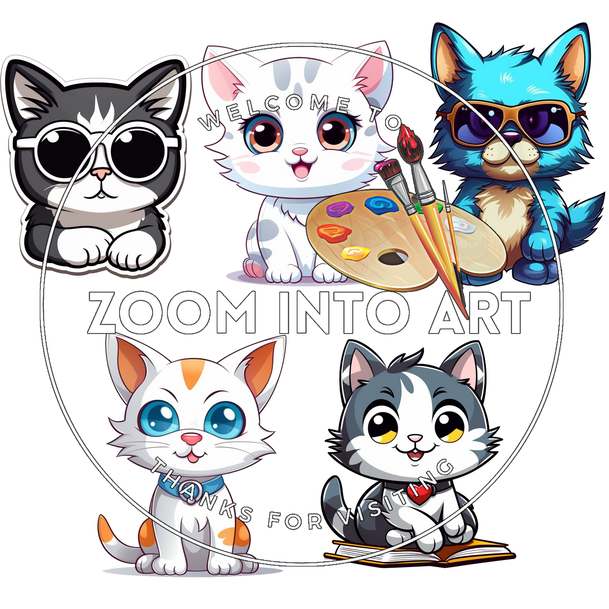 Purrfect Pack – 9 Cat PNG Illustrations for DIY Projects