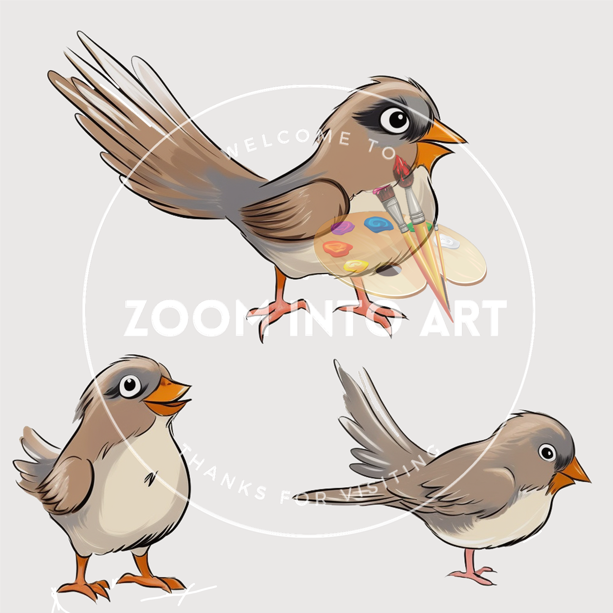 12 Colorful Songbirds PNG Clip Art