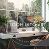 Calming Modernist Home Office with lots of Greenery