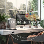 Calming Modernist Home Office with lots of Greenery