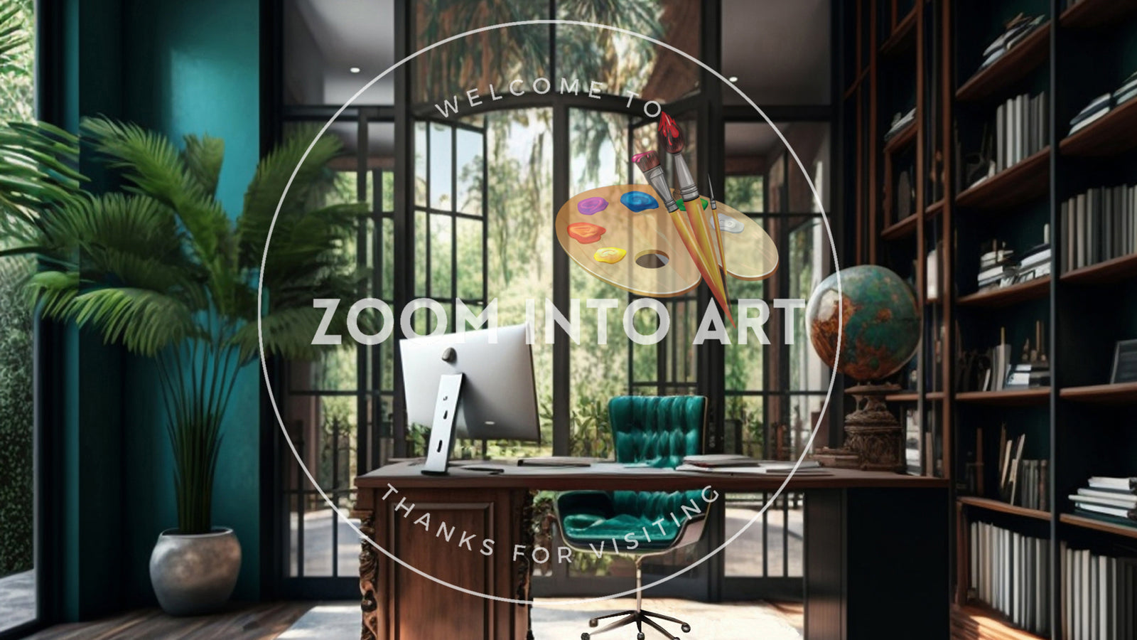 Larger than Life Tropical Office with Globe