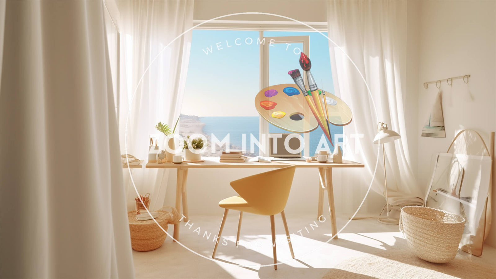Window View of Sea in a White Themed Room