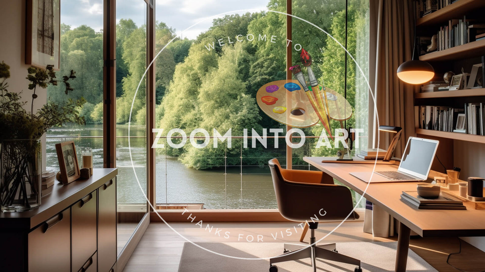 Home Office with a View of Ambient Green Stream