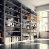 Modern Design Shelves White Walls and Windows