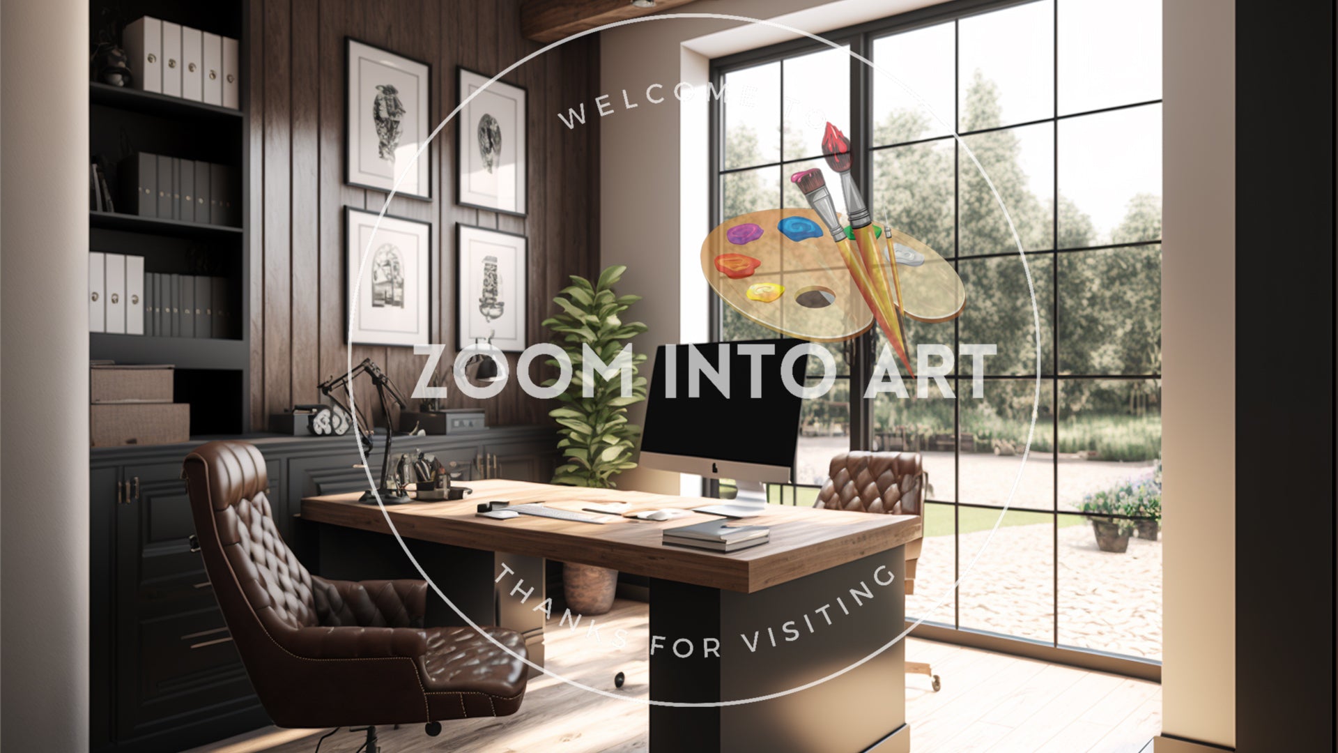 Slick Home Office with Window and Garden