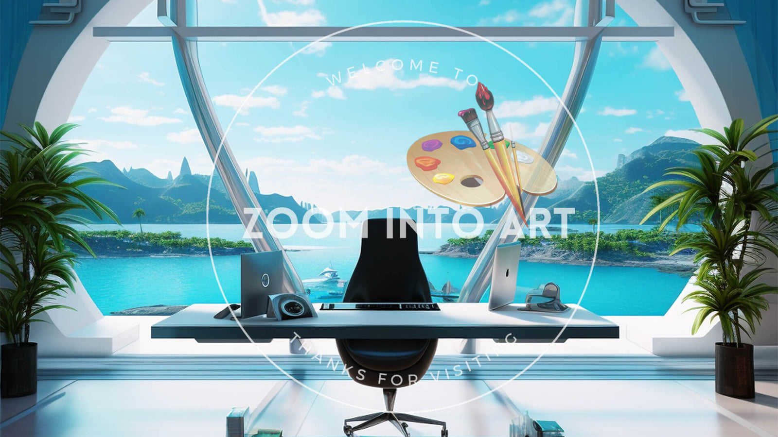 Hyper Futuristic Minimalist CEO Beach Front Office