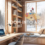 Light Wood Office with a big Picture Window